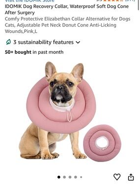 Pink Inflatable Dog Recovery Collar - Soft Donut Post-Surgery Neck Protector